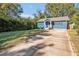 Charming single story house with light blue siding, a front porch, and a driveway at 206 Justice Heights St, Apex, NC 27502