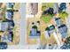 An aerial view of a neighborhood showcasing residential properties with spacious yards at 2608 Walley St, Rocky Mount, NC 27803