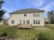 Two-story house with a wooden deck and a spacious backyard, perfect for outdoor entertaining and relaxation at 4 Strowd Ct, Durham, NC 27703