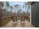 Outdoor back deck offers serene view of the surrounding tall trees and lush backyard at 85 Willow Bend Dr, Youngsville, NC 27596