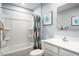 Clean bathroom featuring a white tub, modern sink, and coordinated decor offers a comfortable and functional space at 133 Cavalier Rider Run, Wendell, NC 27591
