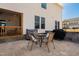 Backyard patio featuring comfortable outdoor seating and views of the neighborhood at 3215 Jones Lake Rd, Fuquay Varina, NC 27526
