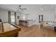 Upstairs bonus room complete with a foosball table, wet bar, and plenty of seating and entertainment space at 3215 Jones Lake Rd, Fuquay Varina, NC 27526