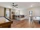 Spacious game room featuring a bar, shuffleboard table, and foosball at 3215 Jones Lake Rd, Fuquay Varina, NC 27526