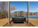 Lake view from wooden bench swing on clear day at 3215 Jones Lake Rd, Fuquay Varina, NC 27526