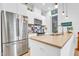 Bright modern kitchen featuring stainless steel appliances, tiled backsplash and a large island with sink at 521 N Mangum St # 12, Durham, NC 27701