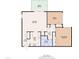 Detailed floor plan illustrating the layout of the living space, balcony, bedrooms, and kitchen at 612 Pine Ridge Pl, Raleigh, NC 27609