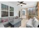 Inviting screened porch with ample seating, perfect for outdoor entertaining at 100 Lexington Ave, Zebulon, NC 27597