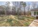 A spacious backyard featuring a manicured lawn and view of forest trees at 1532 Rockwood Downs Dr, Wendell, NC 27591