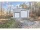Metal outbuilding with two garage doors and surrounded by forest trees at 1532 Rockwood Downs Dr, Wendell, NC 27591