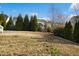 View of the backyard with healthy green grass, and a black fence at 2505 Mt Zion Church Rd Rd, Apex, NC 27502