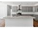 Stylish kitchen with granite counters, stainless steel appliances, gray cabinets and hardwood floors at 3328 Leaflet Church Rd, Broadway, NC 27505