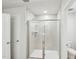 Bathroom showcasing a glass enclosed shower with tile and modern fixtures at 3825 Rosebush Dr, Zebulon, NC 27597