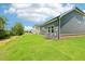 Lush backyard featuring home exterior, well-kept lawn, and blue skies at 3829 Rosebush Dr, Zebulon, NC 27597