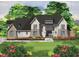 Charming rendering of a two-story home with a landscaped yard, stone accents, and a welcoming front entrance at 400 Cottonwood Cir, Raleigh, NC 27609