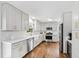 Modern kitchen with stainless steel appliances, white cabinetry, and quartz countertops at 5920 North Hills Dr, Raleigh, NC 27609