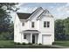 Charming two-story home featuring a modern design with white siding and a cozy front porch, completed with an attached garage at 71 Furley St, Homesite 116, Sanford, NC 27330
