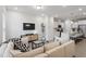 Bright, open living room with modern decor and a seamless flow to the kitchen at 814 Silo Park Dr, Wake Forest, NC 27587