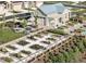 Aerial view of community gardens, landscaping, and outdoor amenities at 934 Allen Park Dr, Knightdale, NC 27604