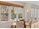 Bright breakfast nook features natural light, glass table, and views of the surrounding greenery at 112 Parkmeadow Dr, Cary, NC 27519