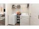 Efficient laundry room with modern washer and dryer units and ample storage space at 121 Black Oak Ct, Clayton, NC 27520