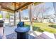 Well-appointed patio features a conversation area and backyard access at 131 Tracker Ct, Garner, NC 27529