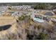 Aerial view of community center with outdoor pool and surrounding landscape at 1401 Wrenn Rd, Durham, NC 27703