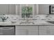 Stylish kitchen with granite counters, stainless steel sink and white cabinetry at 202 Brook Ln, Durham, NC 27712
