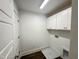 Well-lit laundry room with ample cabinet space and modern hookups for convenience and organization at 26 Twin Birch Dr, Angier, NC 27501
