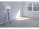 Bright bedroom with neutral carpet, paint and large windows overlooking outside landscape at 345 Rubrum Dr, Hillsborough, NC 27278