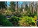 Lush backyard with manicured landscaping, stone pathways, and mature trees at 402 Westwood Dr, Chapel Hill, NC 27516