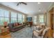 Bright living room featuring large windows, a comfortable sofa, and stylish decor at 402 Westwood Dr, Chapel Hill, NC 27516