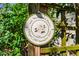 Charming Chapel Hill Garden Tour sign surrounded by lush greenery and flowering vines at 402 Westwood Dr, Chapel Hill, NC 27516
