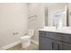 Bathroom features a modern single sink vanity and toilet at 511 Valentine Ct, Graham, NC 27253