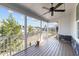 Relaxing screened-in porch with wood flooring and views of the backyard at 8620 Secreto Dr, Raleigh, NC 27606