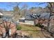 An aerial view of the house and backyard shows a large screened in porch at 104 Parker St, Oxford, NC 27565