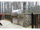 Outdoor kitchen area with stainless steel grill, drawers, and granite countertop at 156 Stoney Creek Way, Chapel Hill, NC 27517