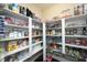 Walk-in pantry featuring shelving and storage space for food and household items at 156 Stoney Creek Way, Chapel Hill, NC 27517