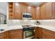 Close-up of kitchen details including stainless appliances, custom cabinets, granite counters and ceramic tile backsplash at 200 Parkbranch Ln, Cary, NC 27519