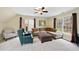 Bright living room with carpeted floors, large windows and comfortable seating at 200 Parkbranch Ln, Cary, NC 27519
