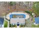 An aerial view of the community pool and clubhouse at 200 Parkbranch Ln, Cary, NC 27519