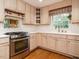 Updated kitchen features a stainless steel oven, light wood cabinets, and bright countertops at 2001 Manuel St, Raleigh, NC 27612