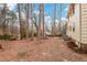 Backyard showing mature trees, home exterior, and shed in private backyard at 203 Lexington Rd, Chapel Hill, NC 27516