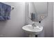 Practical powder room featuring a pedestal sink and a decorative mirror at 2152 Haig Point Way, Raleigh, NC 27604