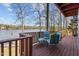 Comfortable deck seating overlooking a serene lake view, ideal for outdoor dining at 220 Choctaw Dr, Louisburg, NC 27549
