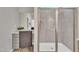 Bathroom features a vanity and a tiled shower with a glass door at 3381 Lovage Dr, Apex, NC 27502