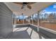 Screened-in back porch with ceiling fan offering a relaxing outdoor space at 3381 Lovage Dr, Apex, NC 27502