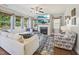 Inviting living room with a fireplace, large windows, and stylish decor for comfortable living at 505 Ferry Ct, Wake Forest, NC 27587