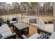 A stylish deck featuring comfortable seating and a coffee table, perfect for relaxing and enjoying the outdoors at 664 The Parks Dr, Pittsboro, NC 27312