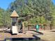 A forest-themed playground offers a delightful recreation for children, set within a natural, woodsy area at 664 The Parks Dr, Pittsboro, NC 27312